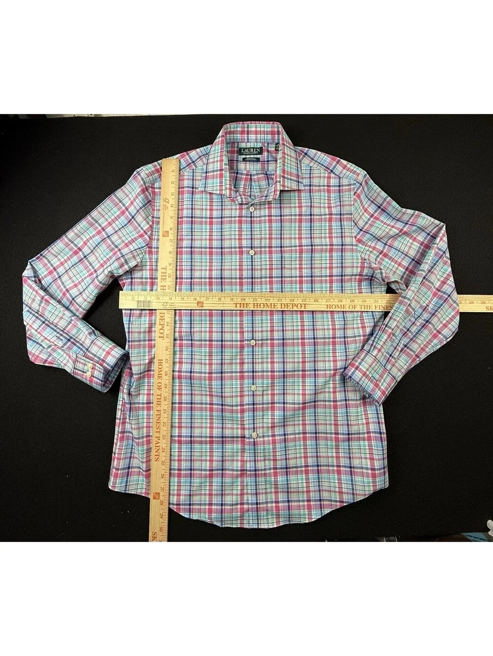 Lauren Ralph Lauren Men's L Regular Fit Plaid Stretch Button-Up Shirt